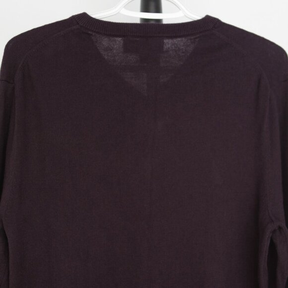 Sz M- Banana Republic Fcty Cotton Rayon Silk Cashmere Purple V-Neck Knit Sweater - Picture 6 of 9